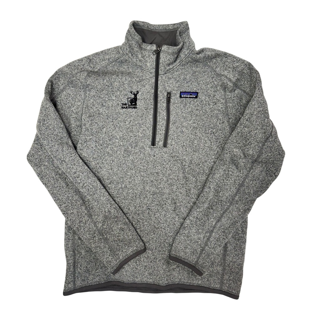 Patagonia Mens Better Sweater 1/4 Zip Fleece Grey The Hartford Logo Medium